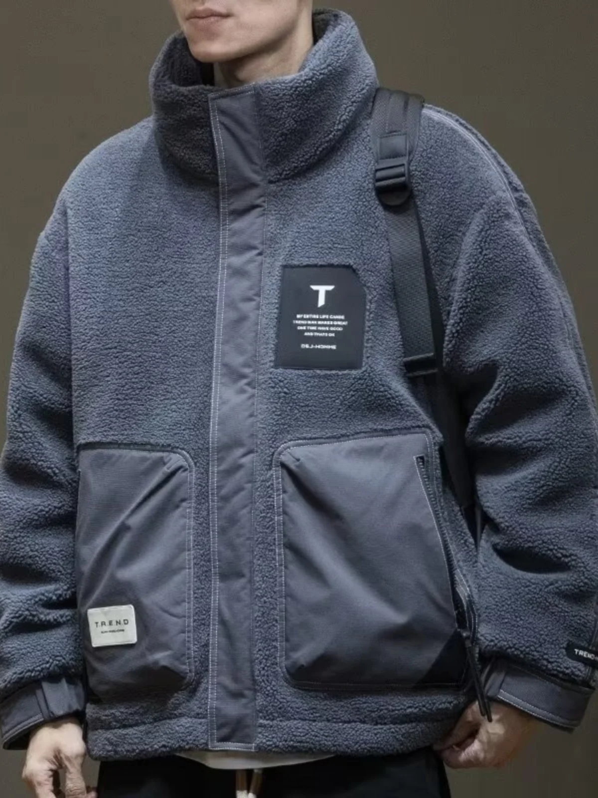 

Мужская осенне-зимняя куртка из американского хлопка с начесом, повседневная, свободного кроя, большого размера, с воротником-стойкой, модная