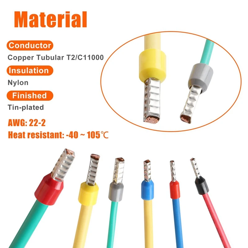 1400 Piece Wire Ferrule Connectors Kit As Shown Plastic+Metal Nylon Insulated Pin Cord End Connectors