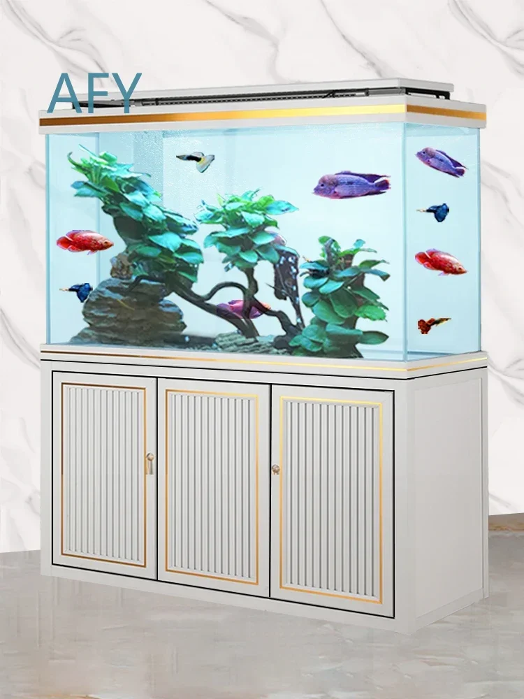 Large Floor Standing Aquarium Ornament for Home Decoration with Bottom Filtration System No Water Change Required Fish Tank