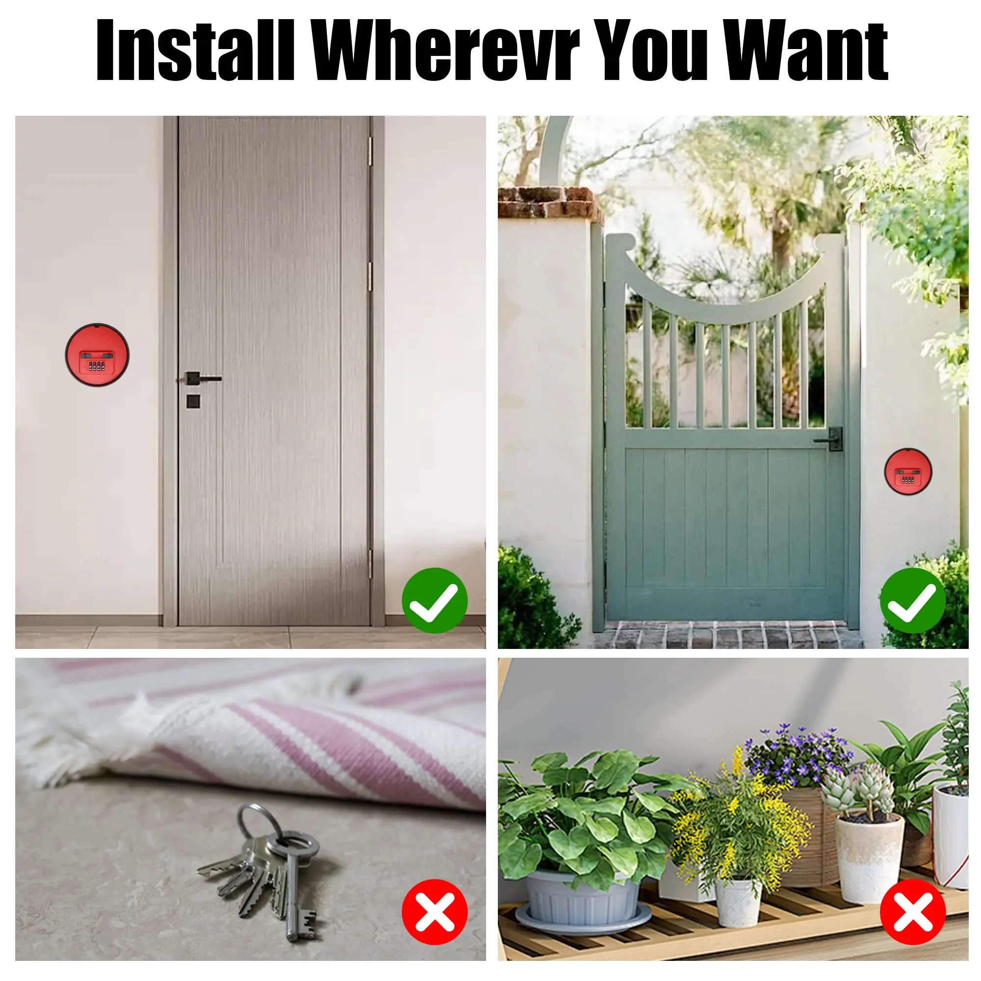 Hidden Key Box with Combination Lock Plastic Safe Small Storage Lockable Box with Code Outdoor Secret Items for Decor Flowerpot