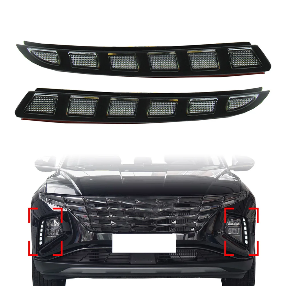 Car LED DRL Daytime Running Driving Light W/Turn Signal Yellow+White+Blue 3Colors Lamp For Hyundai Tucson 2021+