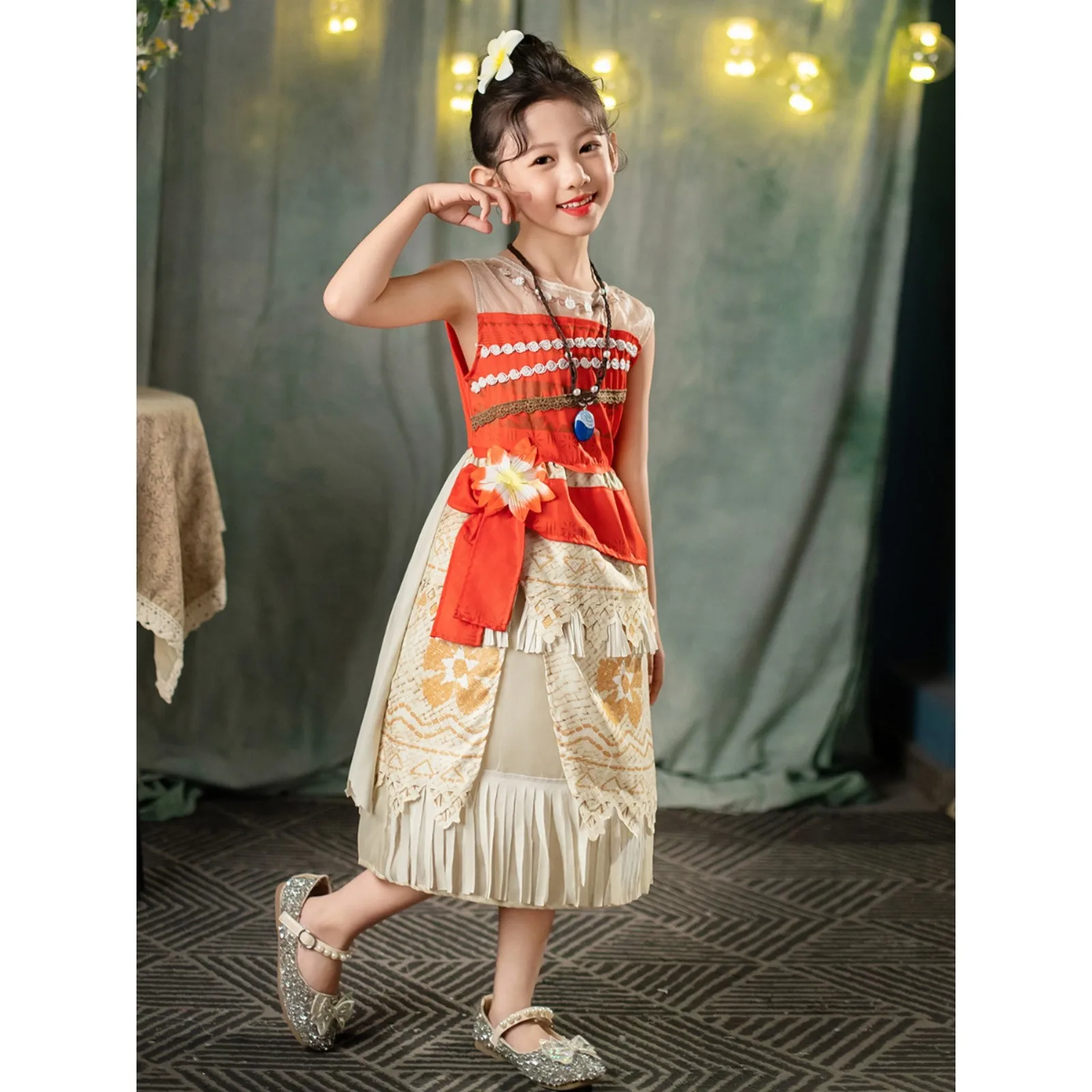 アナヒタ プリンス ドクター 女の子用 パフォーマンス ステージ衣装 モアナテーマ 3-9歳 子供服 春夏スカート