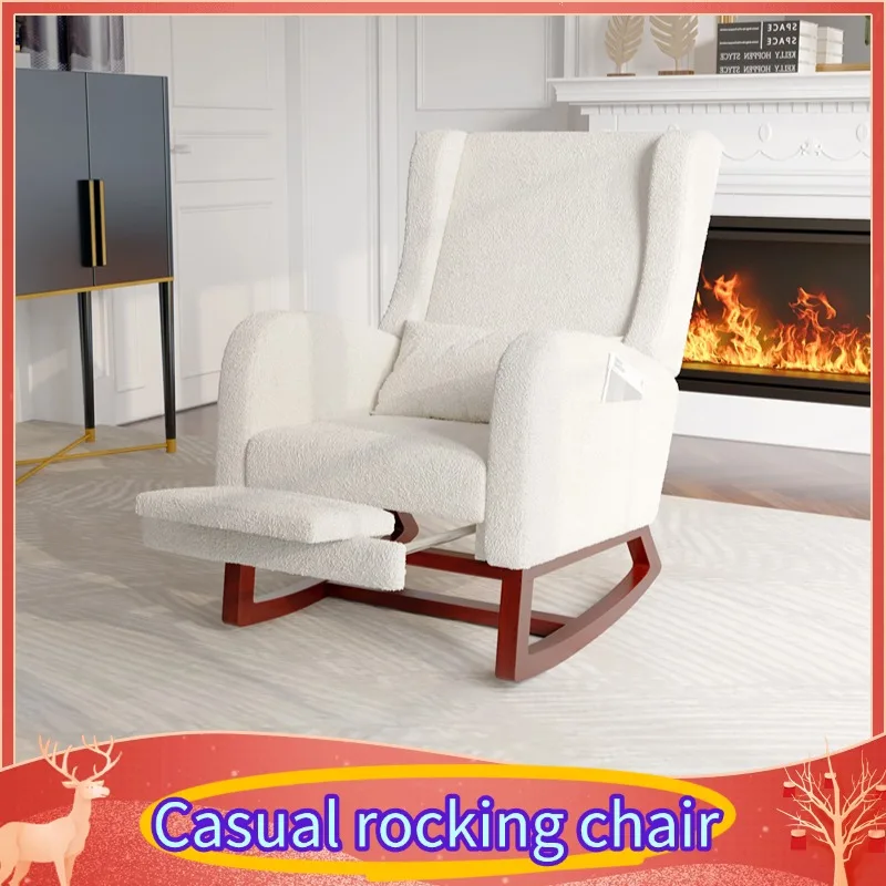 Creahappy-Sessel Rocker-Liege mit ausziehbaren Beins tützen-Wohnzimmer Sessel mit Kissen-beige