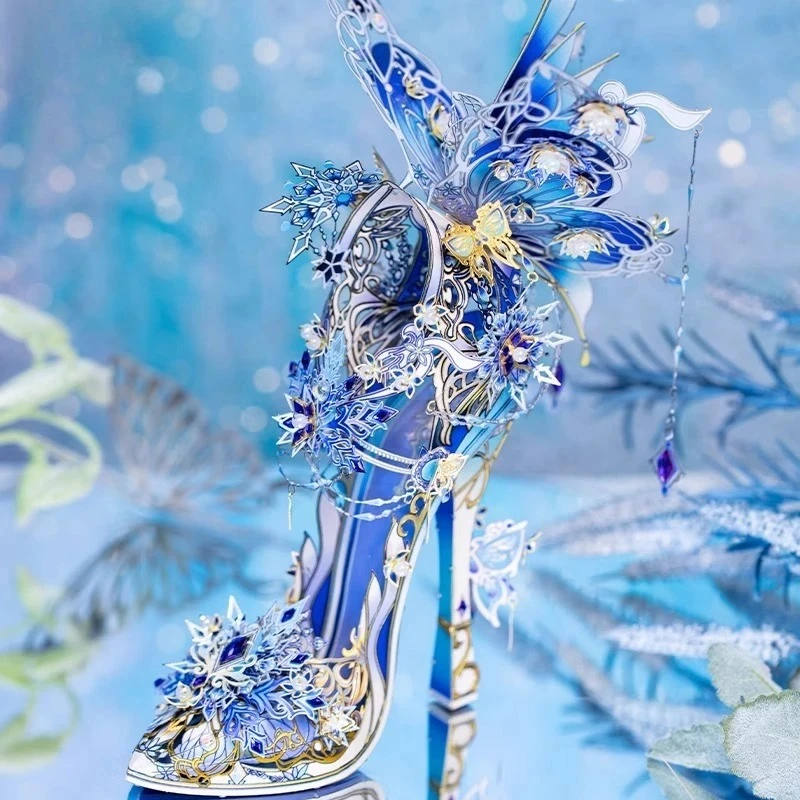 Snow love magic crystal shoes 3D three-dimensional puzzle metal assembly model handmade DIY