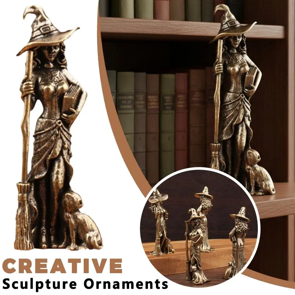 Estatua de Mago de Metal Retro, Figura de Mago en Miniatura, Adorno de Escritorio, Bruja Mágica, Decoración del Hogar, Regalo Artesanal