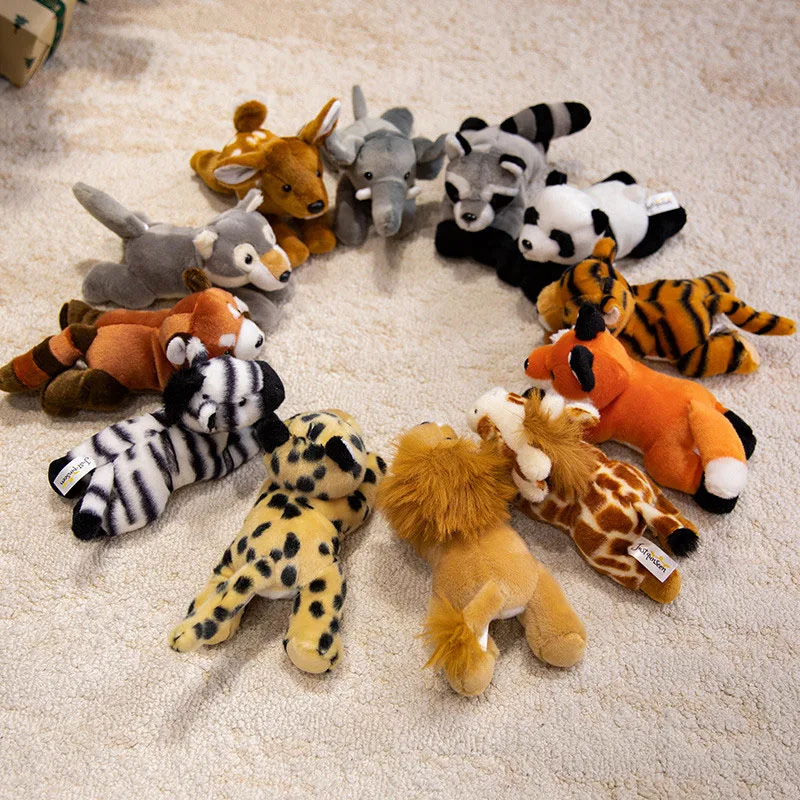 12 Arten Plüschtier-Spielzeug, realistisch, gefüllt, Tige, Löwe, Giraffe, Elefant, Panda, weiches Simulations-Plüschtier, Geburtstagsgeschenk für Kinder