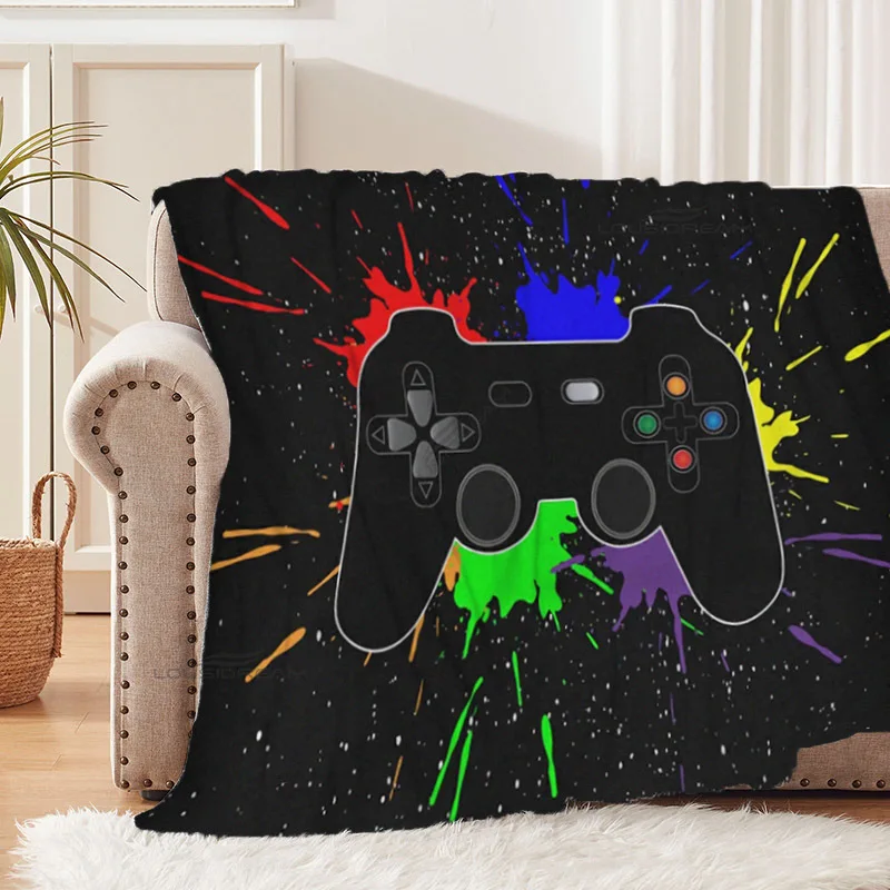 

Colorful Game Controller Pattern Home Blanket Game Flannel Blanket Cosy Lazy Couch Cover Blanket Super Soft Sheet Mattresses