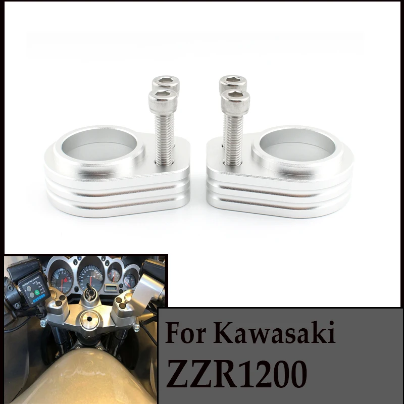 Motorcycle Aluminum Alloy Handlebar Risers Height up Adapters For Kawasaki ZZR1200 can be increased by 29.5mm