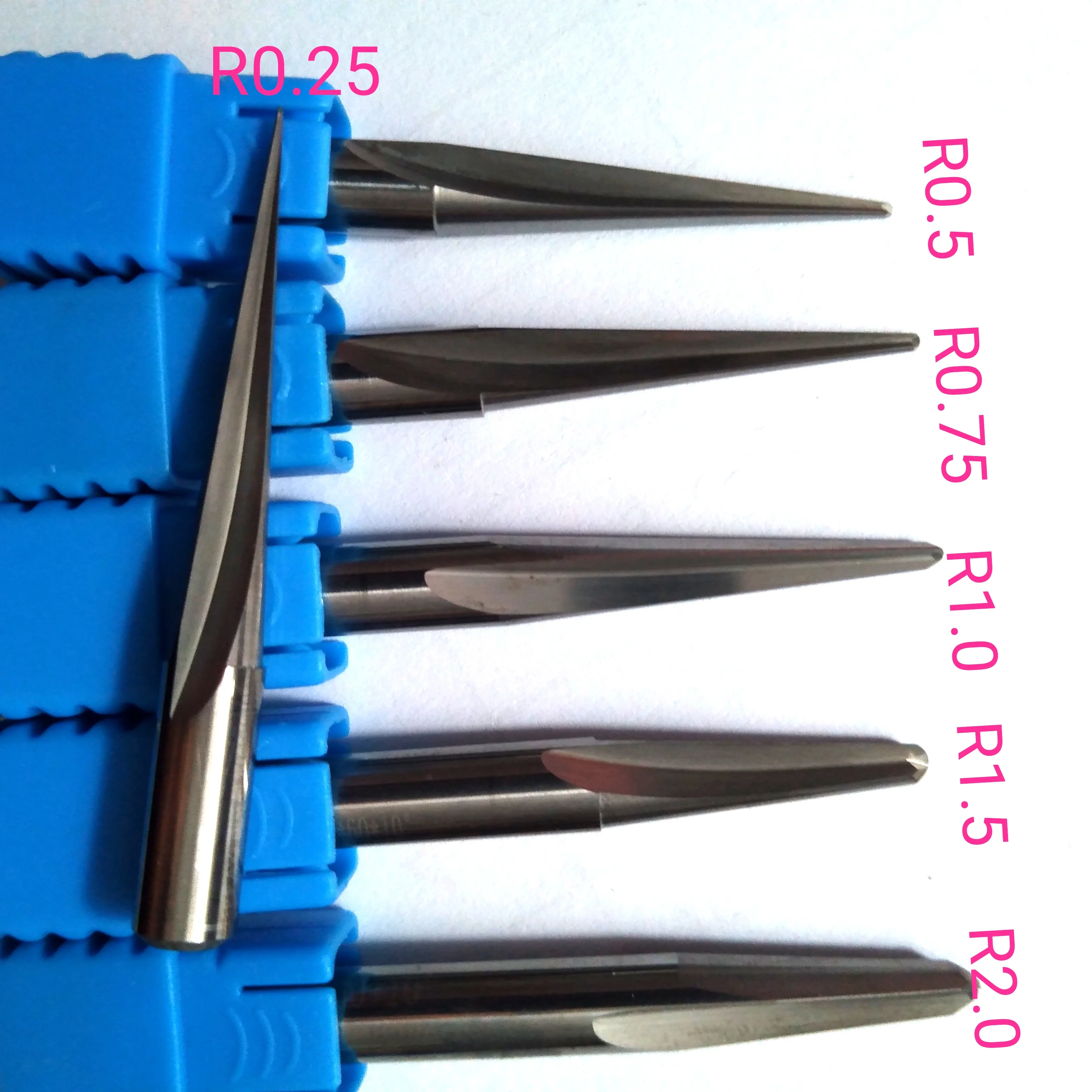 R0.25 R0.5 R0.75 R1 R1.5 R2 * 6mm * 10 derajat * 60L HRC55CNC mata router kerja kayu, pemotong penggilingan hidung bola lancip