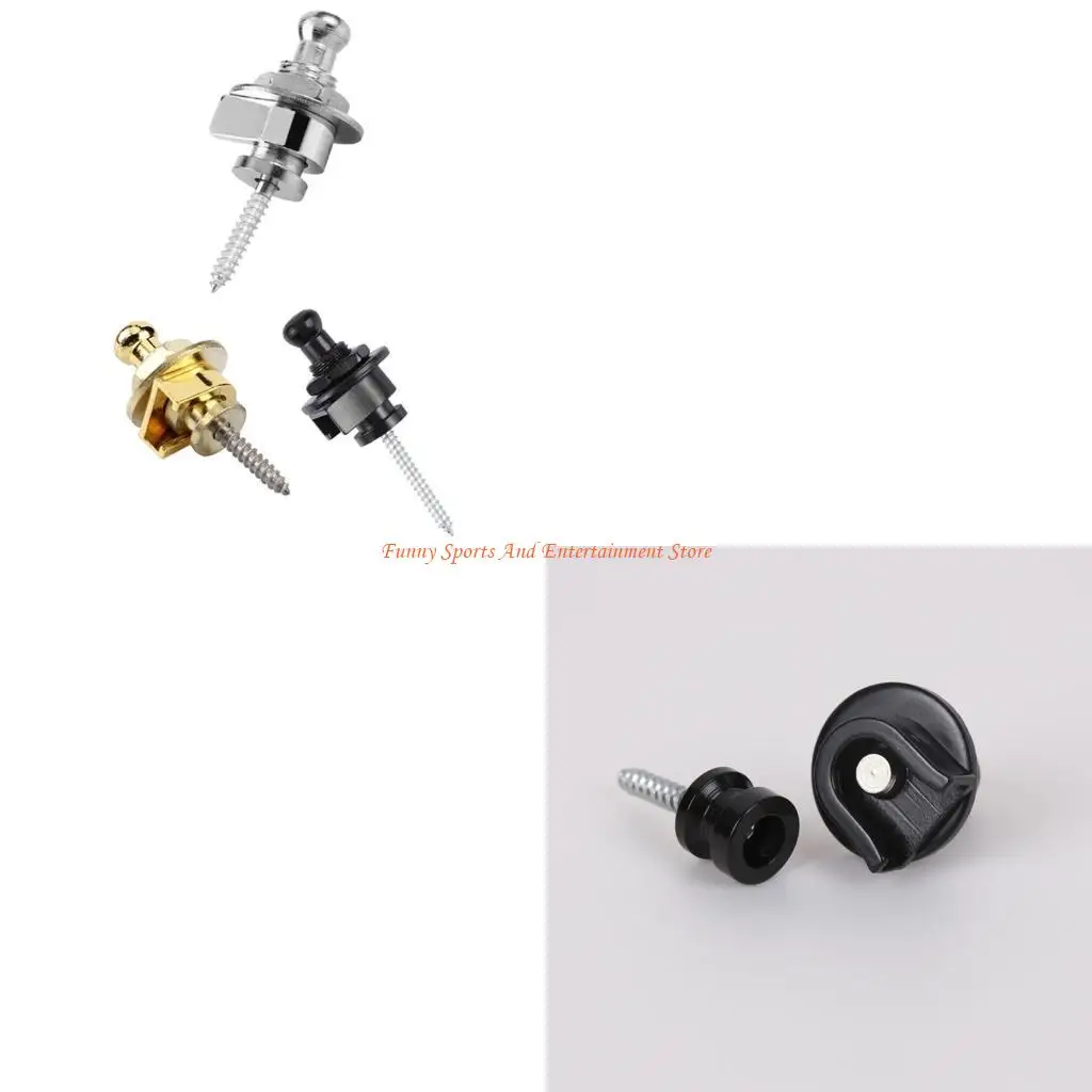 C4DE Metal Button Security Straplock Quick Release Strap Retainer System For Electric Acoustic Guitar, Bass, Ukulele