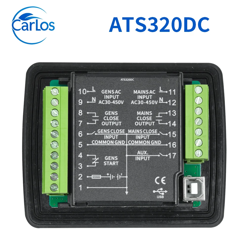 Mebay  ATS320DC  ATS Controller Dual Power Automatic Transfer Switch Control Module With USB Port Generator Parts