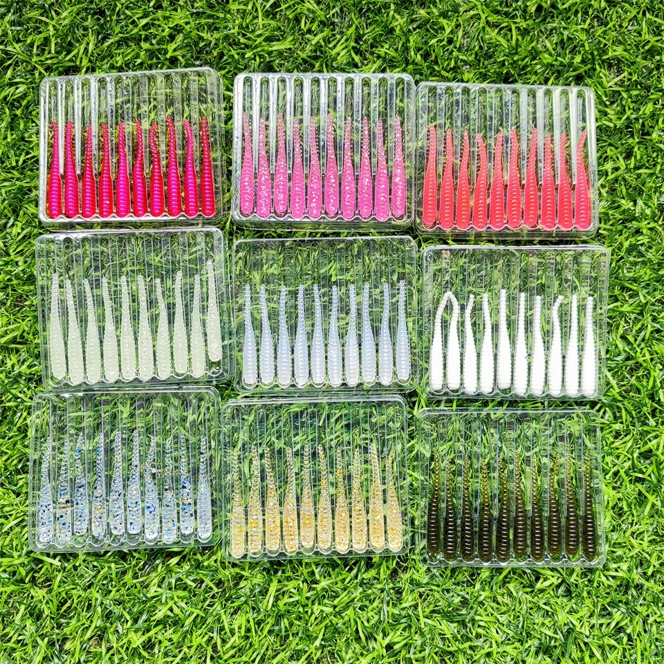 MUKUN New Soft Lure 10pcs Silicone Bait 35mm 0.3g Straight Tail Pin Swimbait Wobblers Worm bass Carp Rockfishing Fishing Tackle