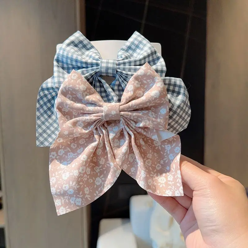 2PC Spring Summer Women Kids New Floral Printed Bows Hair Clip Fresh Cute Hair Pins Barrettes Headwear Girls Hair Accessories