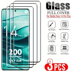 3pcs Curved Tempered Glass For Xiaomi Redmi Note 13 14 Pro Plus Note 13 14 Pro Note14 4G 5G Screen Protectors