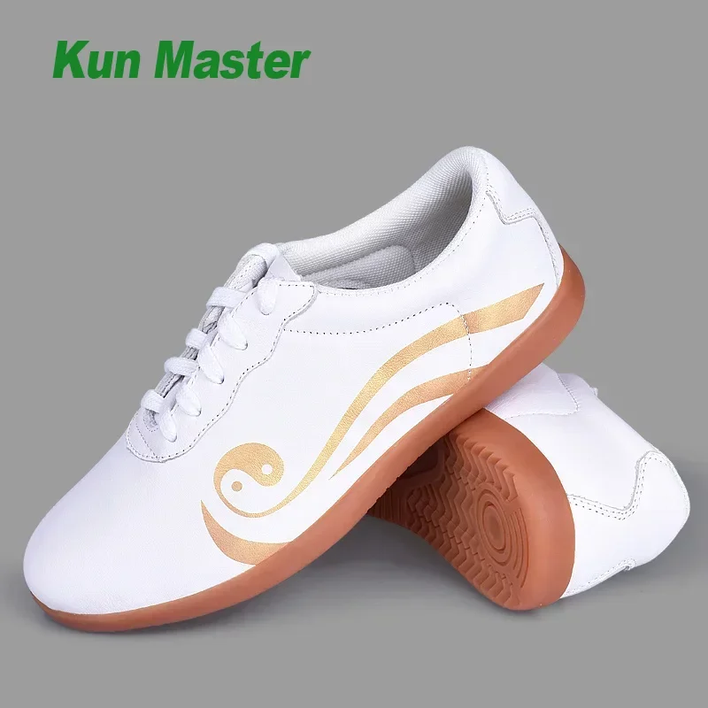 Genuine Leather Kung Fu Tai Chi Shoes Martial Art Shoes Sneakers Soft Cowhide Non Slip Wear Resistant Men Women 2022 White