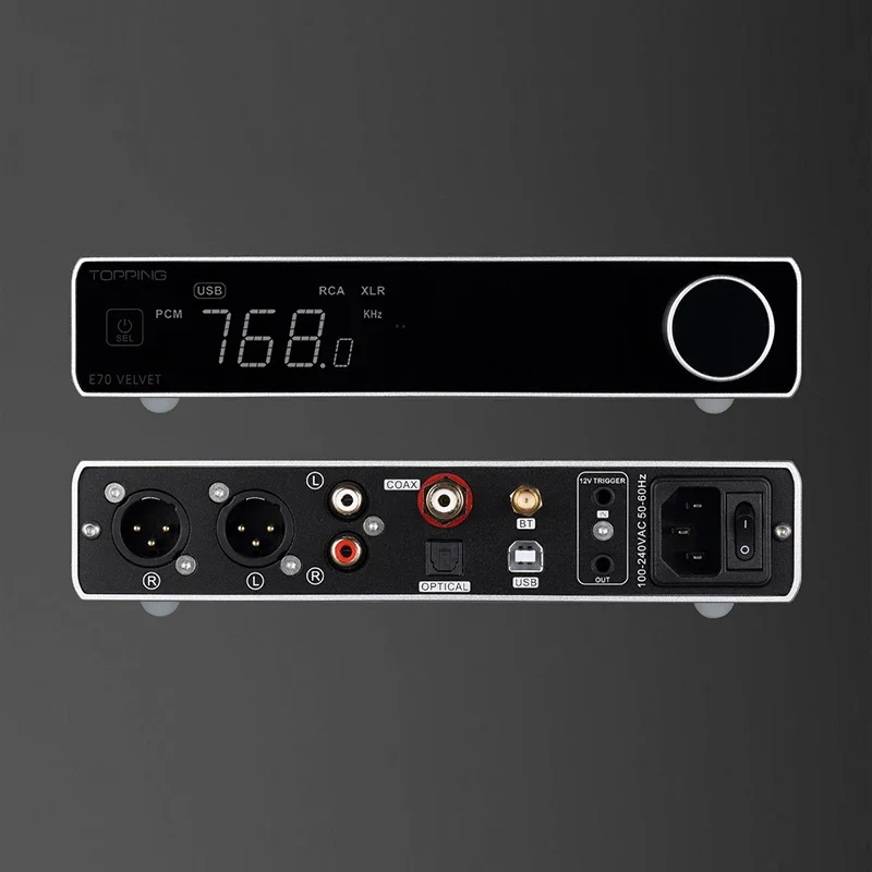 TOPPING E70 VELVET AK4499EX Decoder XU316 DSD512 PCM768kHz Bluetooth 5.1 LDAC 24Bit/96kHz with Remote Control E70V DAC