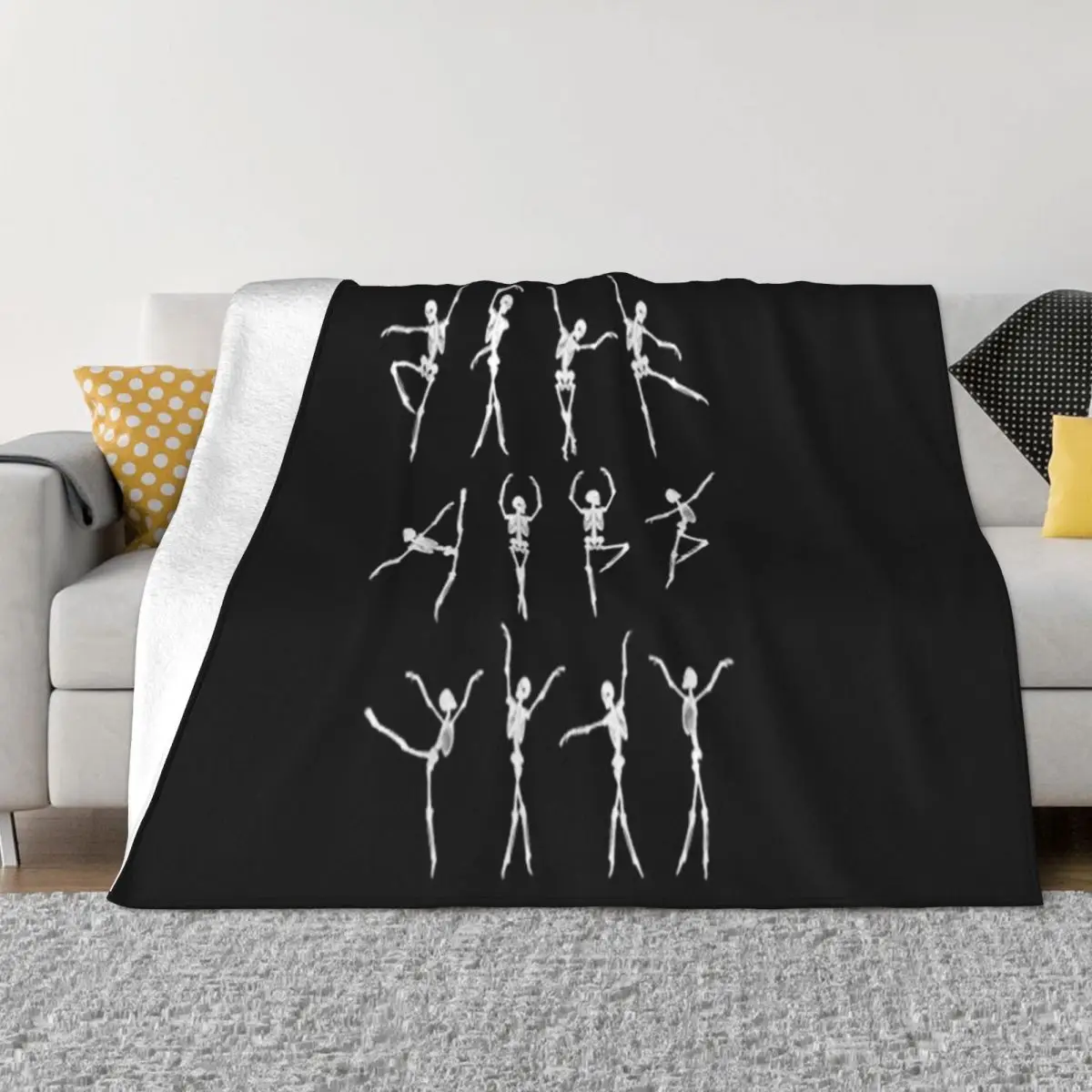 Original Halloween Dancing Ballet Pattern Skeleton Ballerina Costume Hot Sell Throw Blanket