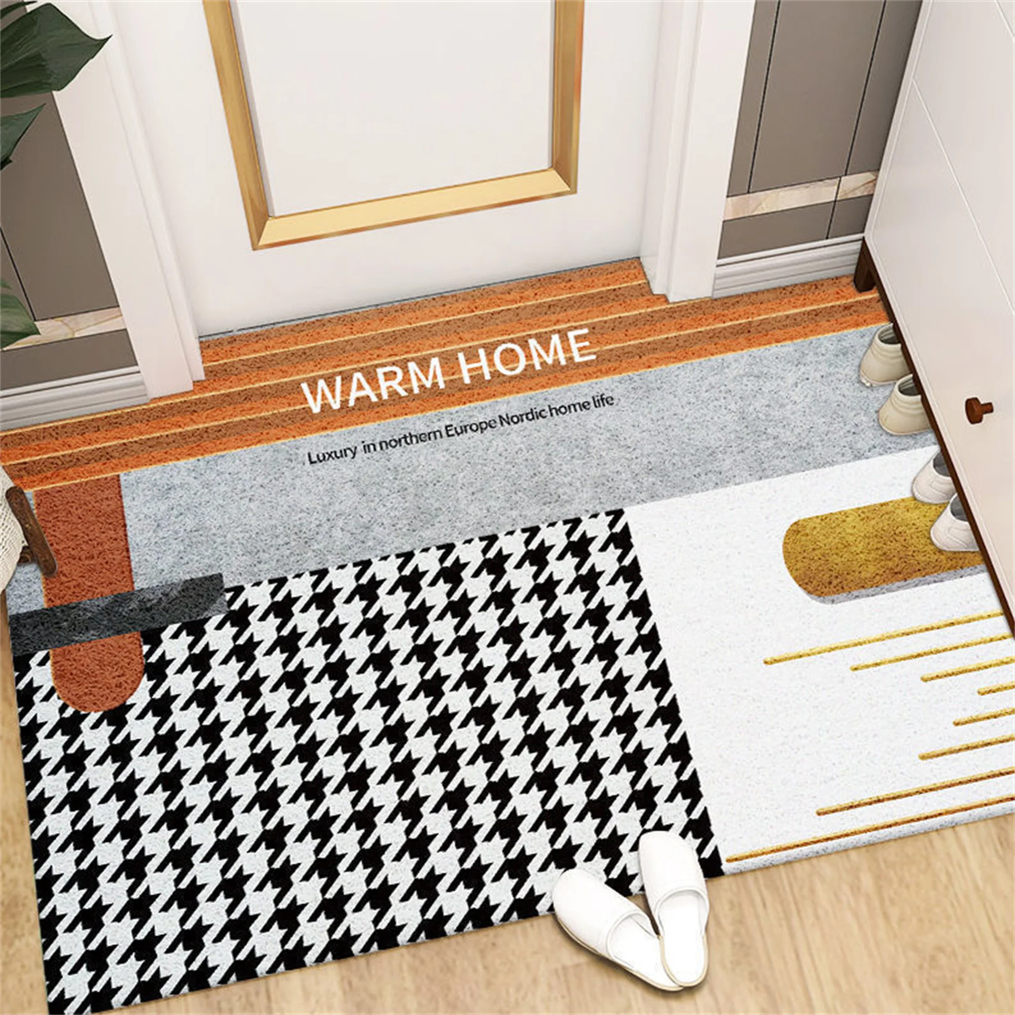 Entrance Silk Circle Carpet Nordic Style Household Scraping Sand Dust-Proof Wear-Resistant Non-Slip Rug PVC Free Cutting Mat