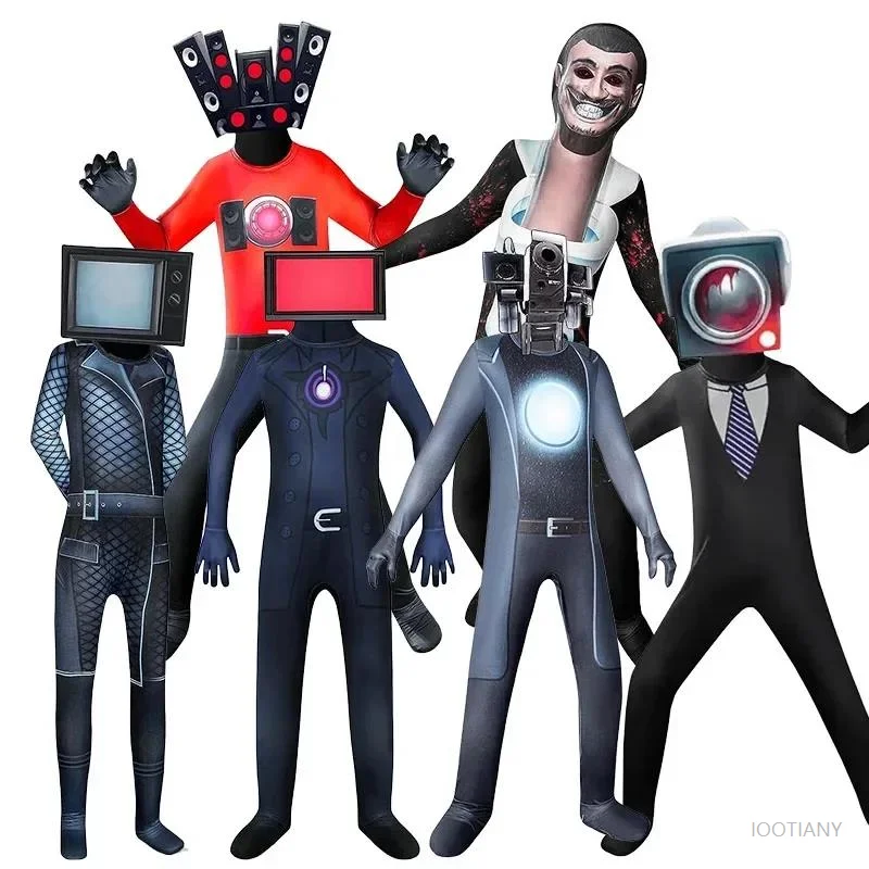 

Toilet Role Play Costume Game Speaker Male Tv Male Camera Tights Jumpsuit Mask Halloween Male And Female Toilet Person Dress Up