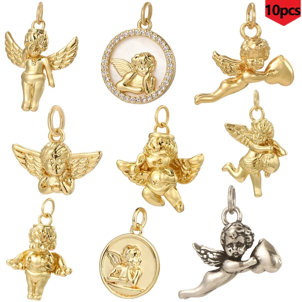 10PCS Little Angel Pendant, Cupid, Cute  Daily Wear, Holiday Gift Giving Jewelry Hello Kitty Charm Bulk Items Wholesale