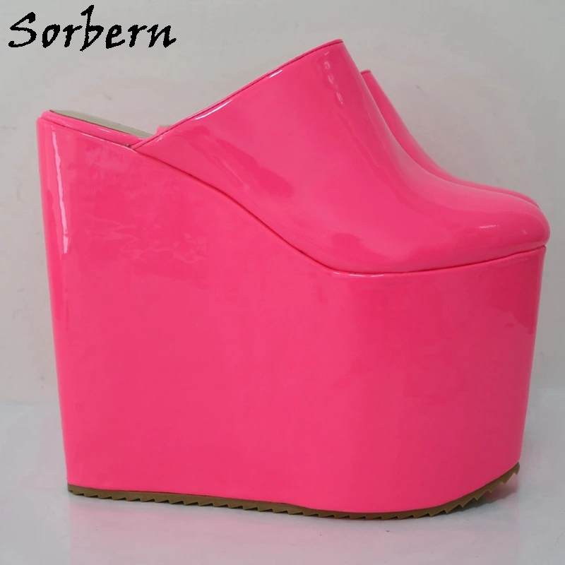 Sorbern 20Cm Wedge High Heel Mules Pump Slip On Shoes For Women Platform Custom Unisex Summer Shoes Modify Height