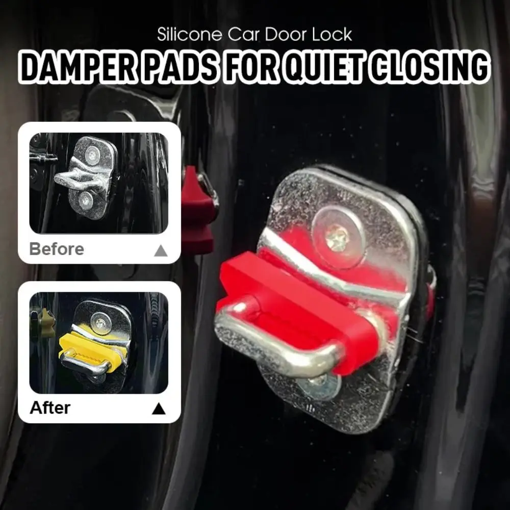 4Pcs Silicone Car Door Lock Sound Deadener Buffer Seal Soundproofing Car Door Lock Protectors Shock Absorber