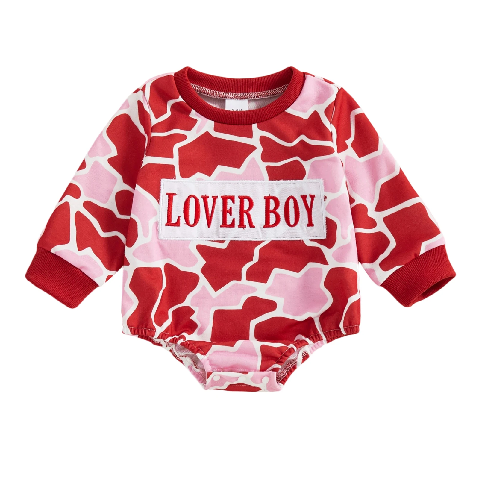 

Комбинезон на День Святого Валентина для маленьких мальчиков, комбинезон с буквенной вышивкой и принтом, длинными рукавами, круглым вырезом и пузырьками