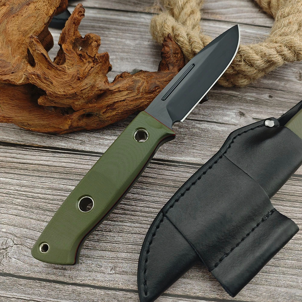 BM 163 Outdoor Tactical Fixed Blade Knife D2 Steel Blade Green G10 Handle EDC Straight Kinfe for Camping Hunting Survival