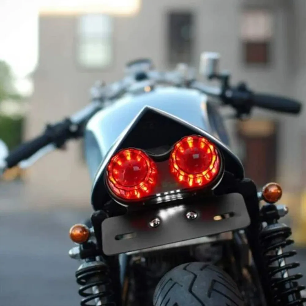 Smoke/Red 12V LED Motorcycle Tail Light Integrated Brake Turn Signal Light with License Plate Bracket For Harley Honda Yamaha image 5