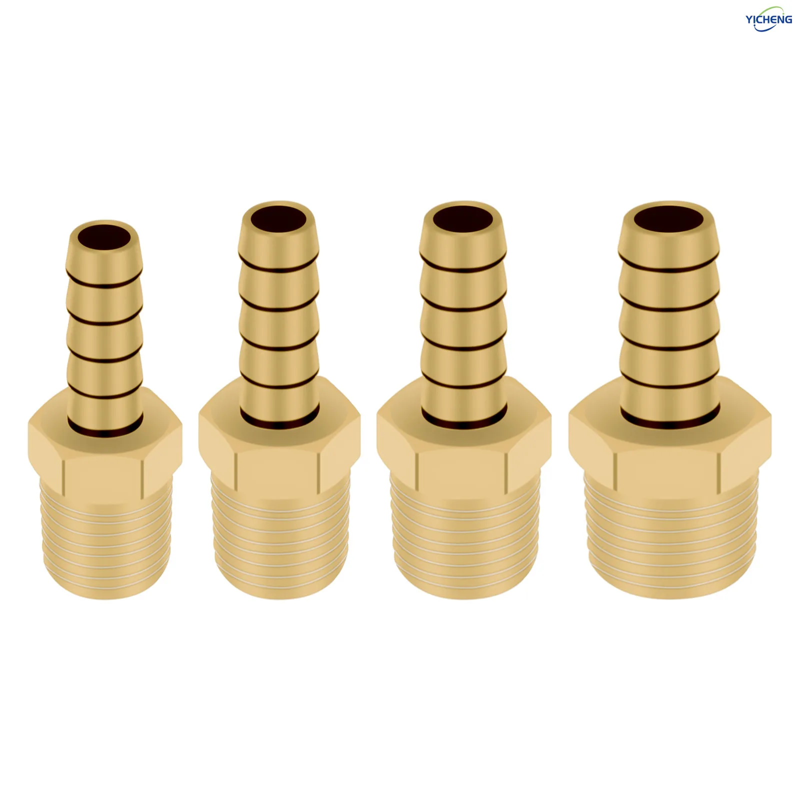 

YICHENG PNEUMATIC OD 6mm-12mm Brass Hose Barb Fitting to 1/2" Male Adapter （Pack of 5）Comes with 5 Hose Clamp