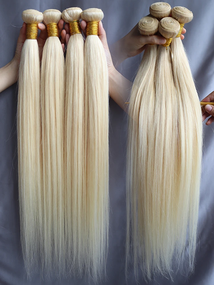 # 613 شعر بشري أشقر العظام حزم من شعر طبيعي مفرود 1 2 3 4 حزم البرازيلي 100% نسج على شكل شعر إنسان حزم الشعر البشري الخام #2