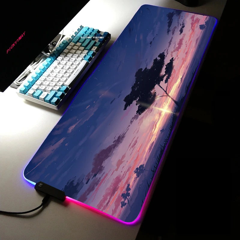 

Anime Scenery RGB Large Gaming Mousepad LED Backlit Carpet Big size Mause Pad Keyboard Mouse Pad Gamer Desk mat Computer Mat LOL