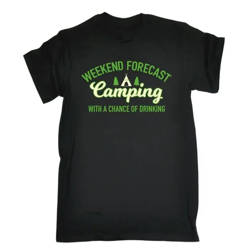 Camping With A Chance Of Drinking T Shirt Top Funny Present Birthday Gift