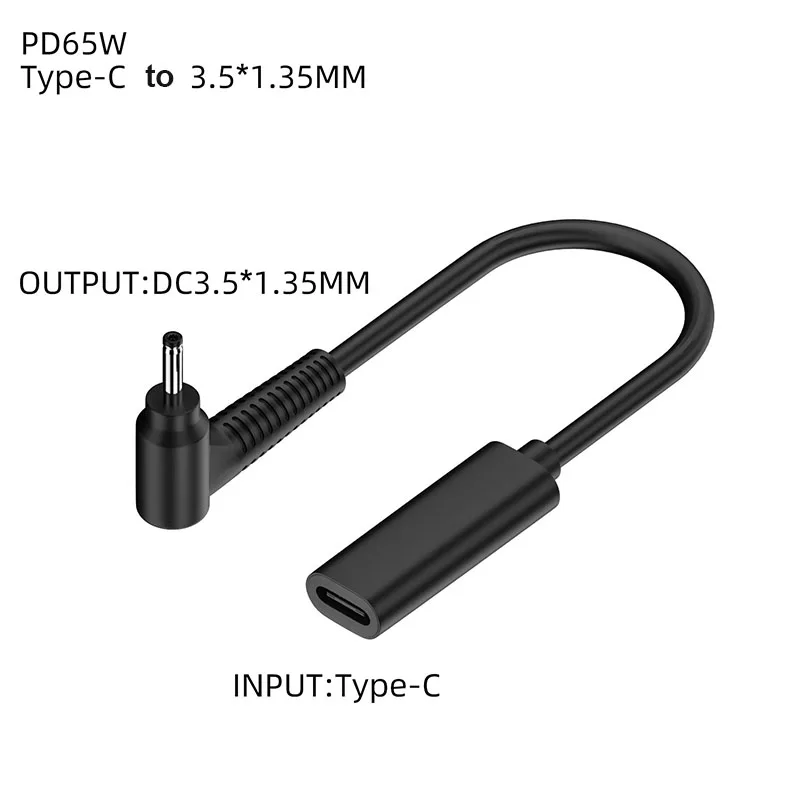 USB C to DC PD Charging Cable 65W 3A Type C Female to DC3.5X1.35mm Male Plug Converter Laptop Notebook Power Supply Wire Adapter