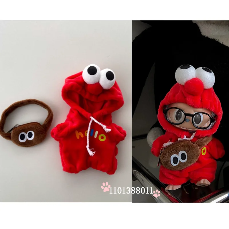 

17cm Labubu Cute Hoodie Dinosaur Jumpsuit Casual Hoodie Jacket Knitted Vest Headphones Crossbody Bag Accessories