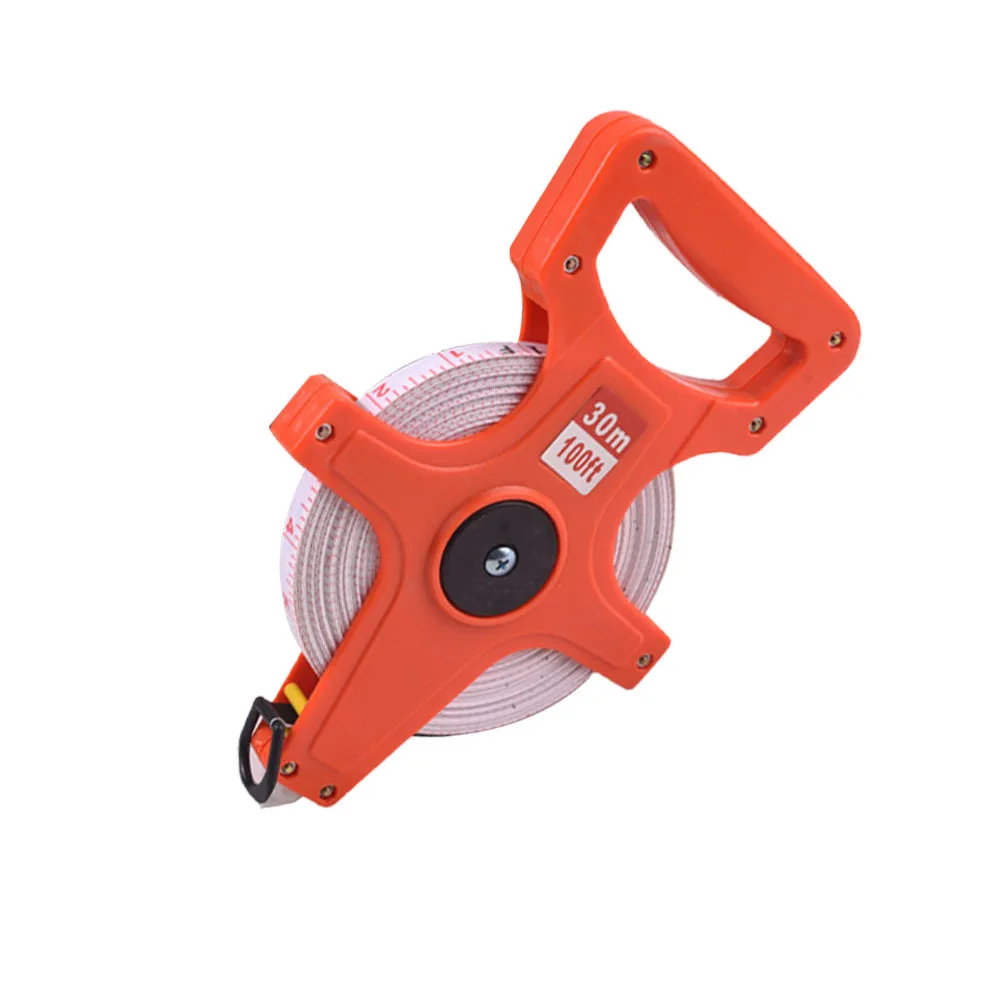 Rugged 30M Retractable Metric Tape Measure with High Visibility Orange Shell Anti Idling Rocker Four for Engineering