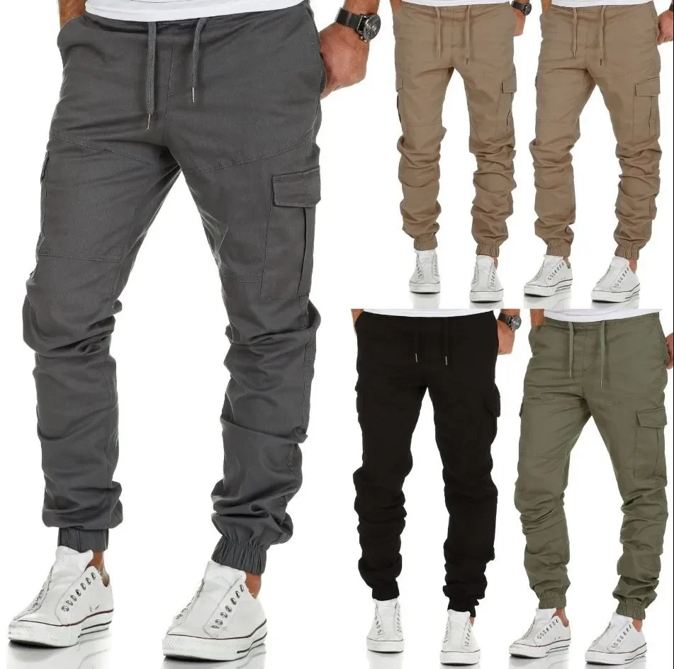 Men's Tooling Multi-Pocket Trousers Men's Woven Casual Pants Sports Tights