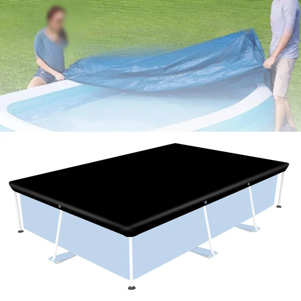 Rectangular Bracket Pool Cover 210D Oxford Cloth Waterproof Swimming Pool Cover For UV Protection & Heat Reflective