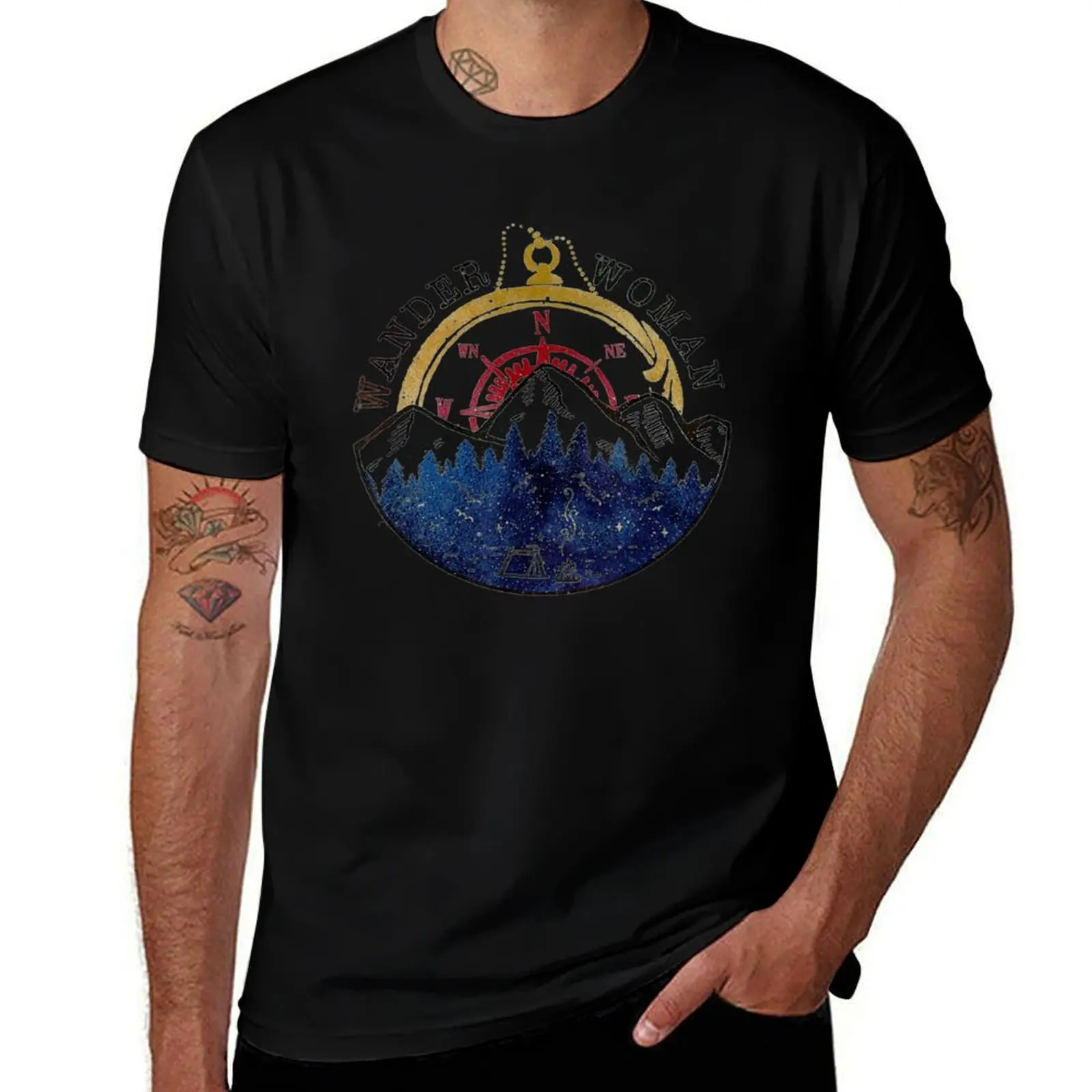 

Wander Woman Exploring Go Outside Camping Hiking Lover T-Shirt Plus Size Street Style Tee