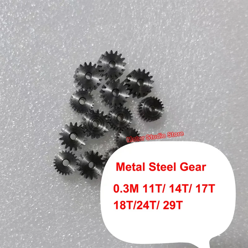 0.3M Modulus 11T/14T/17T/18T/20T/24T/29T Teeth Wear-resistant Gear 1.5mm/2mm Motor shaft hole Steel Metal Gear Transimission