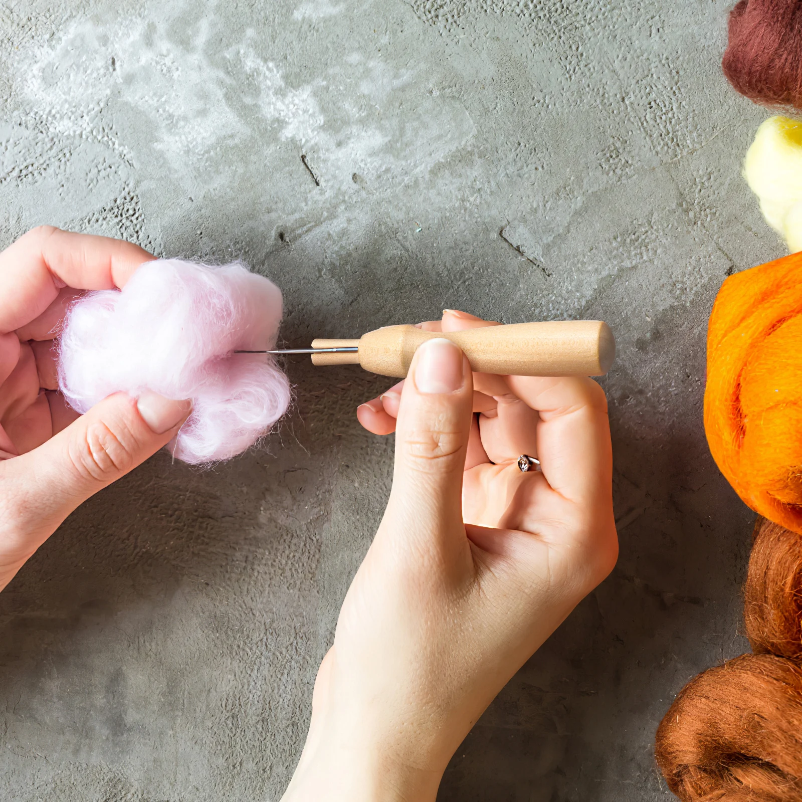 

Needle Felting Tools Set Includes Multiple Size Felt Needles Smooth Iron Needles Wood Handle for Handmade Projects