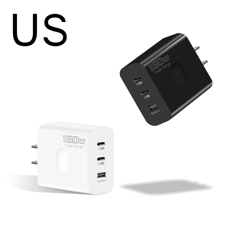 160W USB Type-C Phone GaN Charger USB-C PD Fast Charging Power Adapter For Iphone For Huawei Xiaomi Realme For Tablet