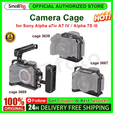 SmallRig A7m4 A7 IV Full DSLR Camera Cage for Sony Alpha a7iv A7 IV / Alpha 7S III Advanced Cage Kit. L-Bracket Baseplate -3667B