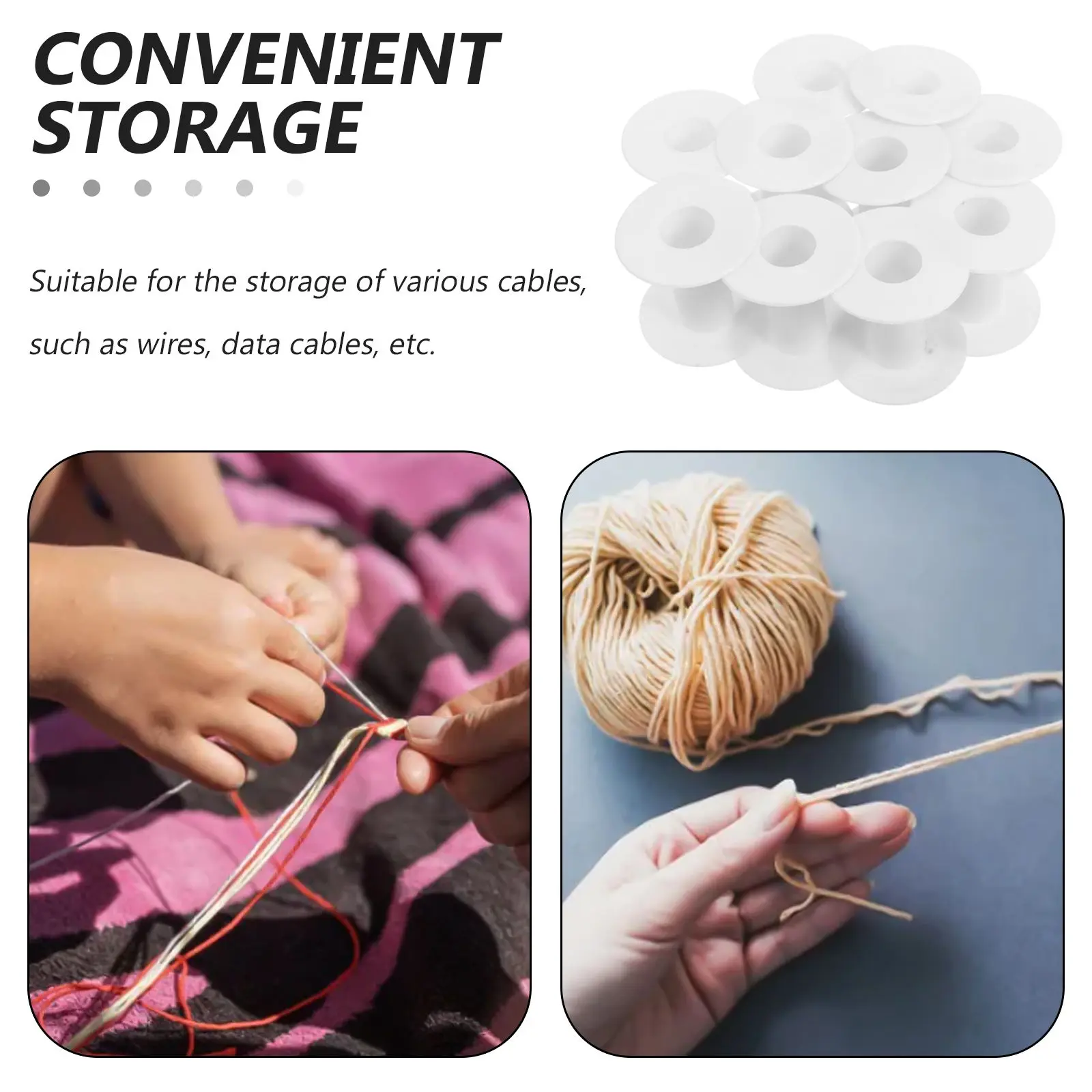 10 Pcs Variegated Embroidery Thread Winding Reel White Ribbon Embroidered Spool Holder Craft