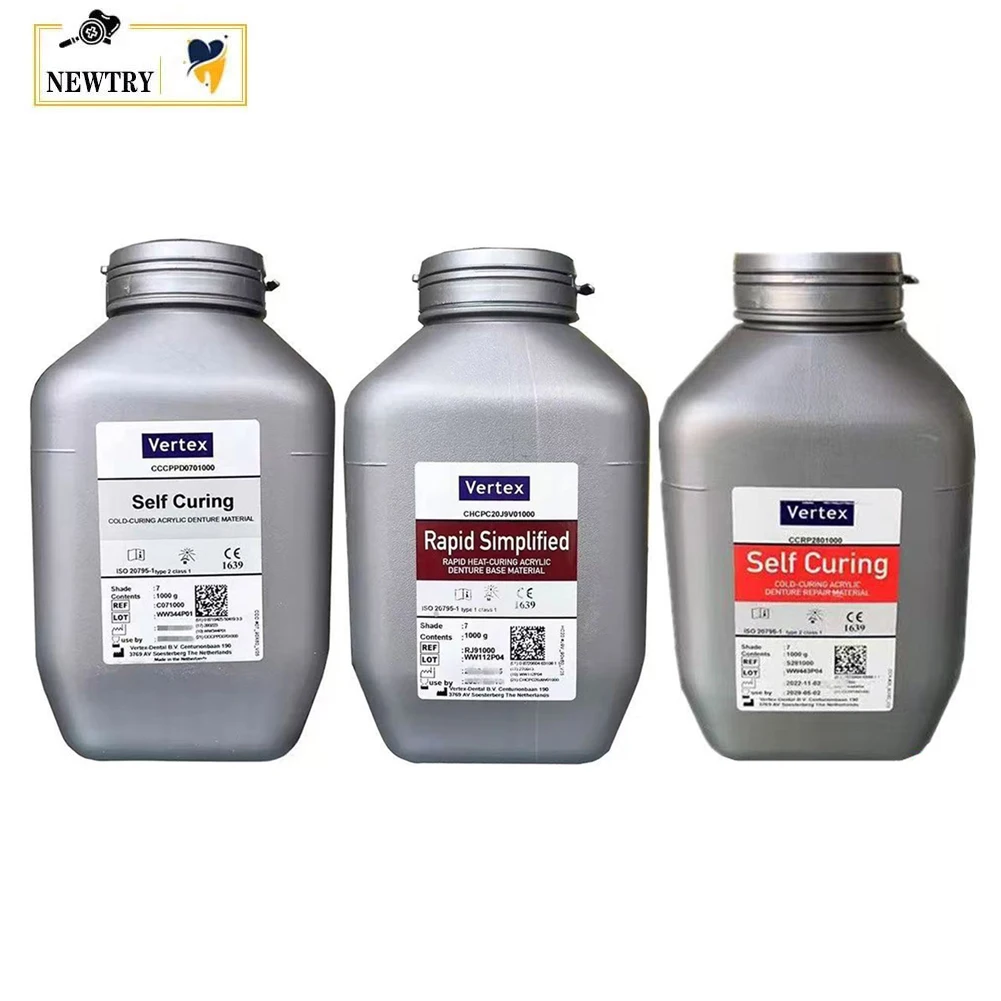Vertex Rapid Simplified Denture Base Materials 1000g Self Heat Curing Acrylic Putty Transparent Opaque Injection Molding Powder