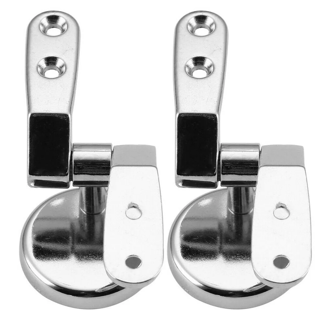 Adjustable Toilet Lid Hinge 1 Pair Accessories Bathroom Chrome Hinges Mountings Replacement Screws Silver Spare