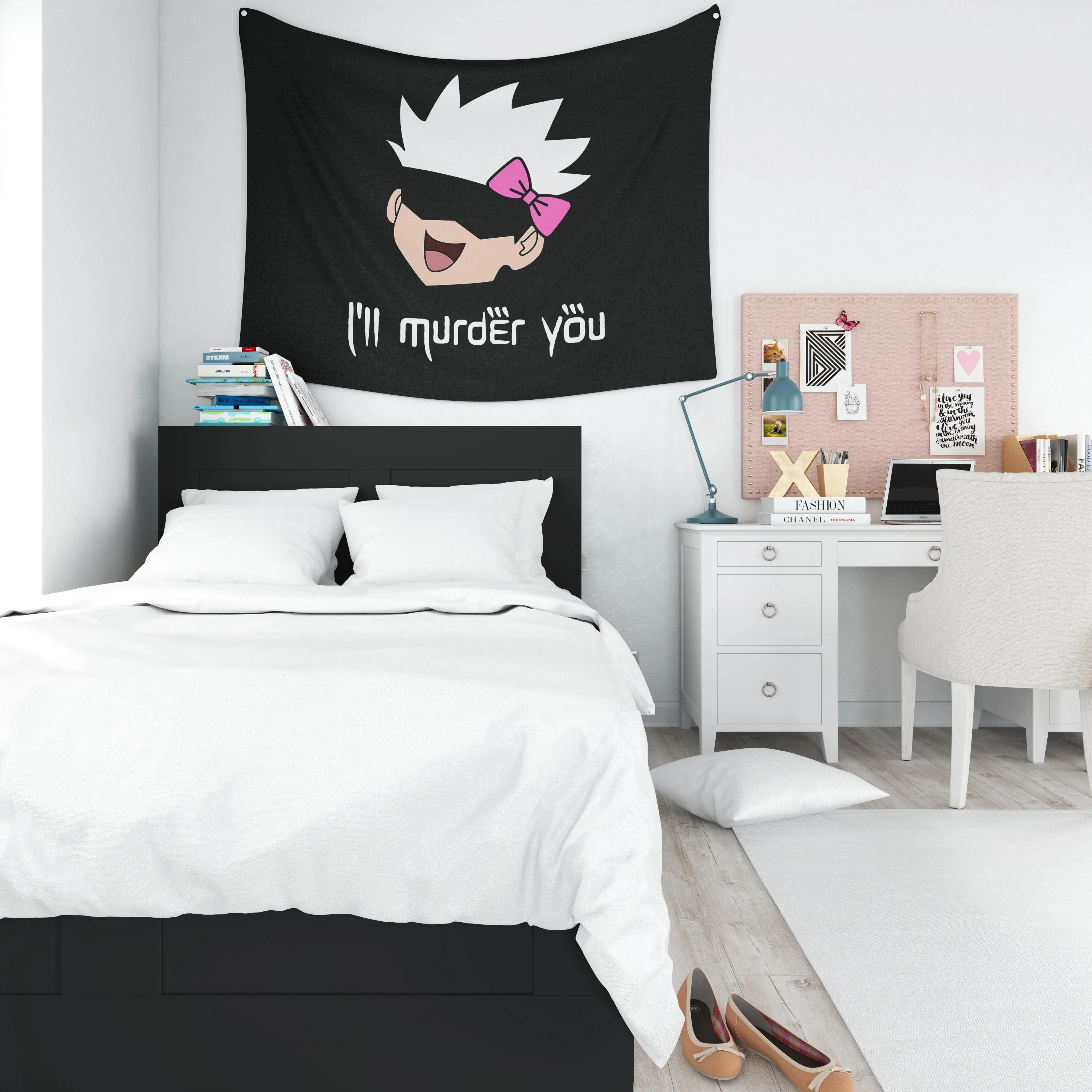 Satoru Gojo Wandteppich, Anime-Schlafsaal-Dekor, Jujutsu Kaisen Wandteppiche, perfektes Geschenk für Anime-Liebhaber und JJK-Fans, stilvolle Anzeige