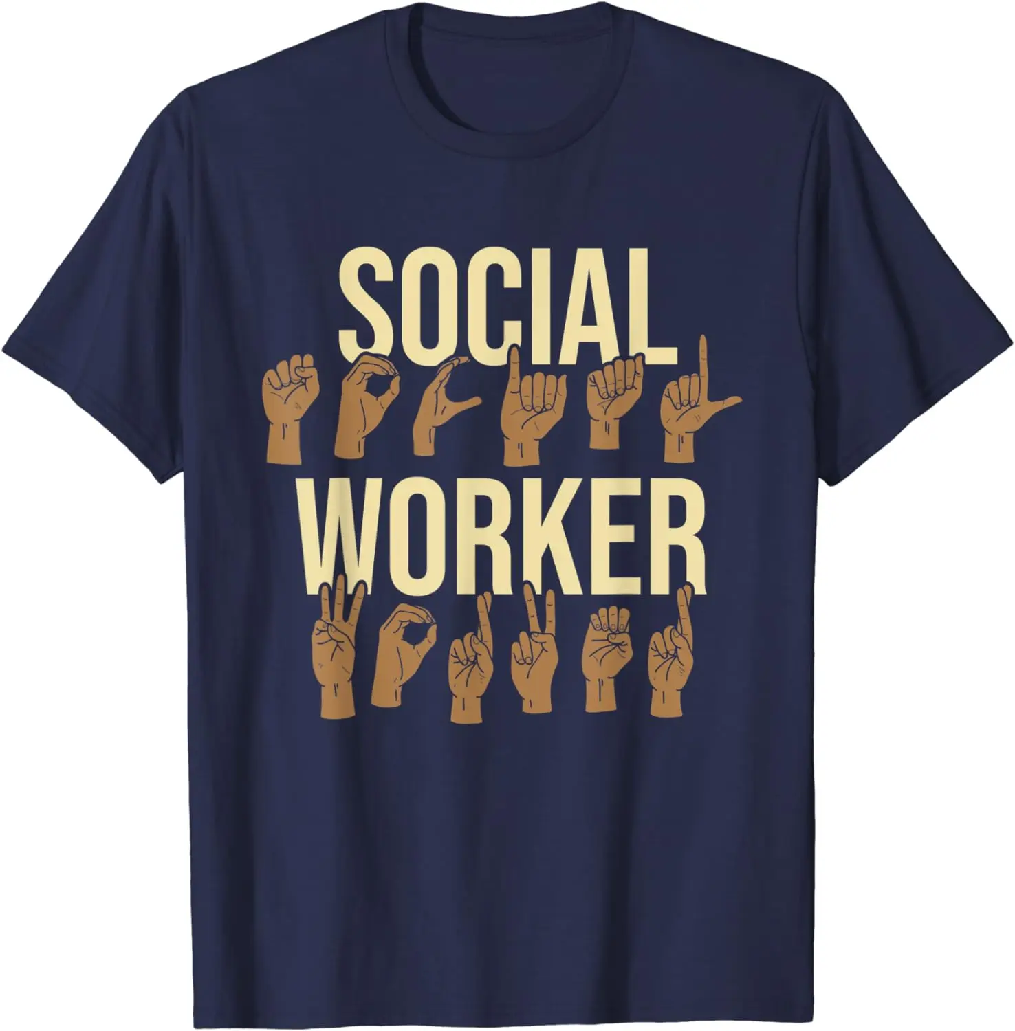 Social Worker Sign Language ASL Caseworker Public Servant T-Shirt Vintage Classic Fashion Streetwear O-neck Short-sleev Cotton