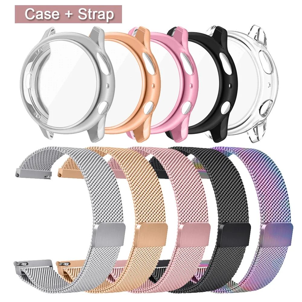 Case + Watch Strap For Samsung Galaxy Watch Active 2 40mm 44mm Metal Magnetic Watchband Bracelet With TPU Screen Protector Case
