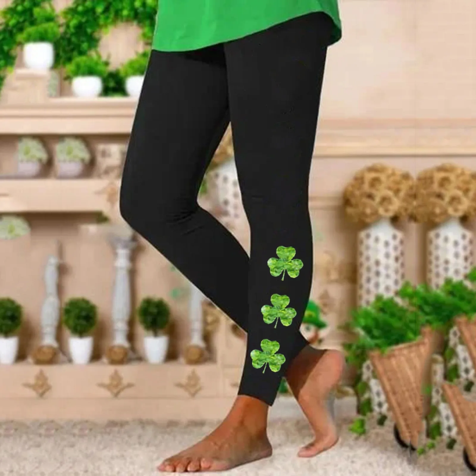 High Waist Leggings Women St Patricks Day Pattern Print Push Up Sexy Legging Pants Yoga Gym Workout Out Tights Pantalones